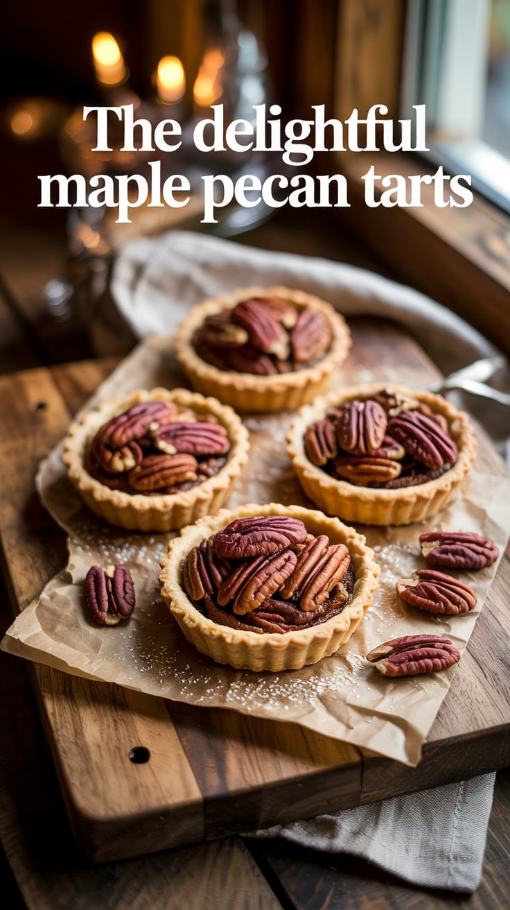 Treat yourself to these charming maple pecan tarts, where the rich sweetness of maple syrup meets the delightful crunch of pecans. Each bite is a harmonious blend of flavors that will transport you to cozy autumn afternoons.