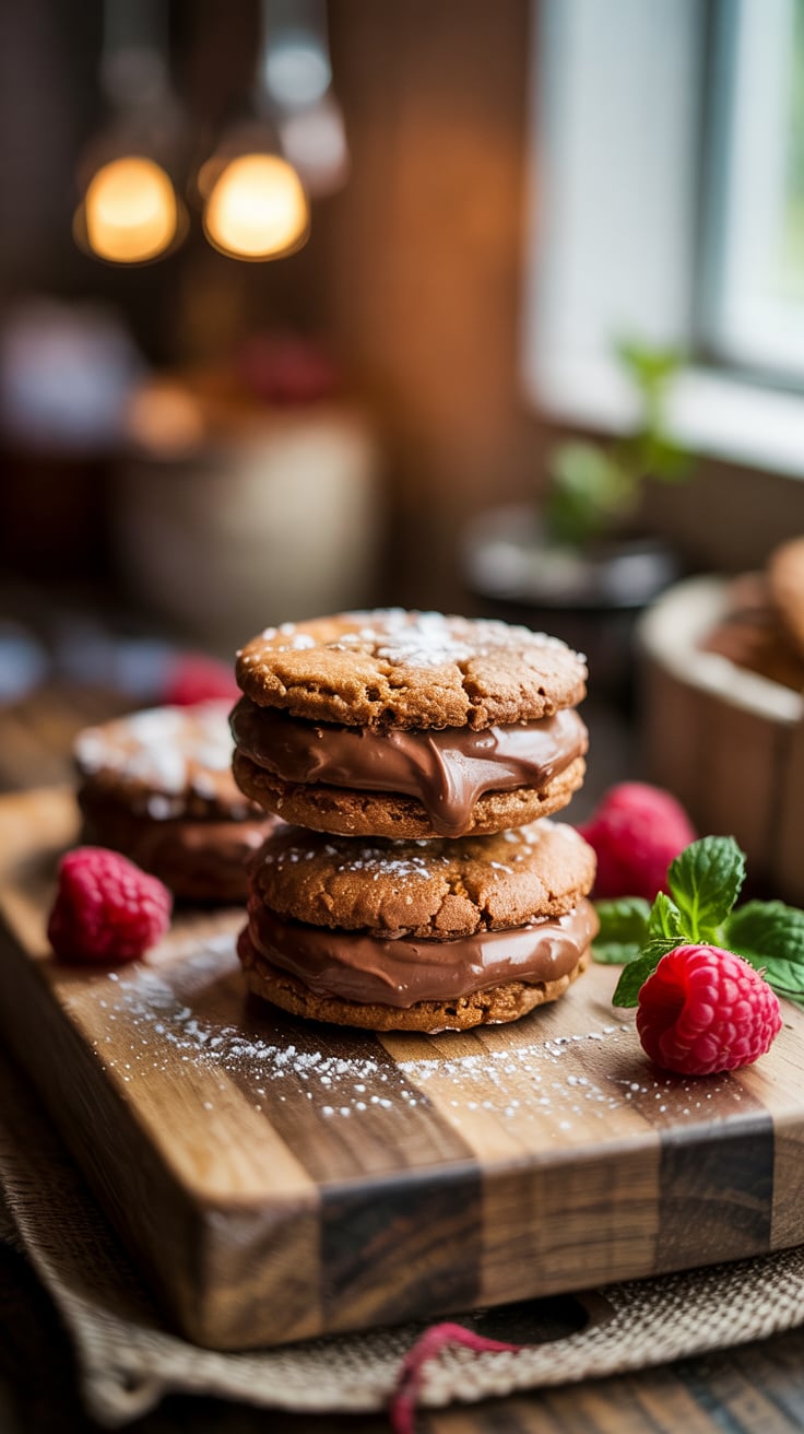 Imagine the comforting aroma of freshly baked cookies wafting through your kitchen as you gather your loved ones. These ginger snap sandwiches are perfect for sharing during cozy evenings or festive gatherings, guaranteed to spark joy and laughter.