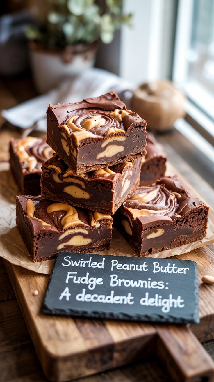 Experience the perfect harmony of flavors as rich chocolate meets creamy peanut butter in these irresistible swirled brownies. Each bite promises a delightful blend of textures that will leave you wanting more.