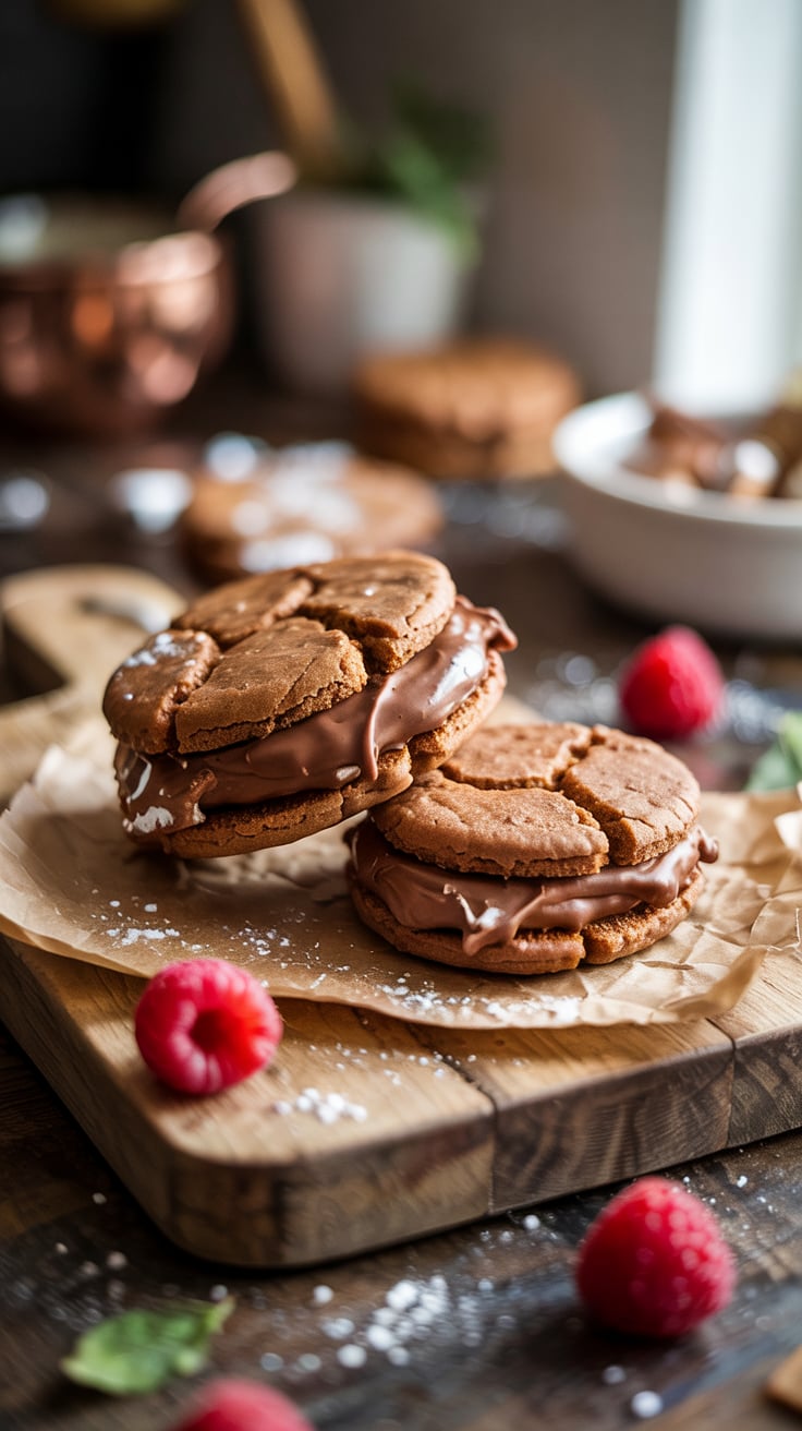 Experience the delightful fusion of spicy ginger snaps and creamy Nutella in these irresistible sandwich cookies. Each bite combines the warmth of ginger with the rich hazelnut chocolate filling, creating a treat that will have everyone coming back for more.