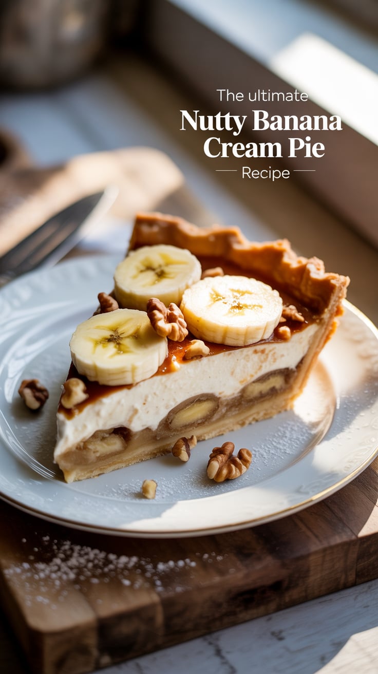 Experience the perfect harmony of flavors as luscious bananas mingle with the earthiness of nuts in a delightful pie. Each slice promises a blend of textures that will have everyone asking for seconds at your next gathering.