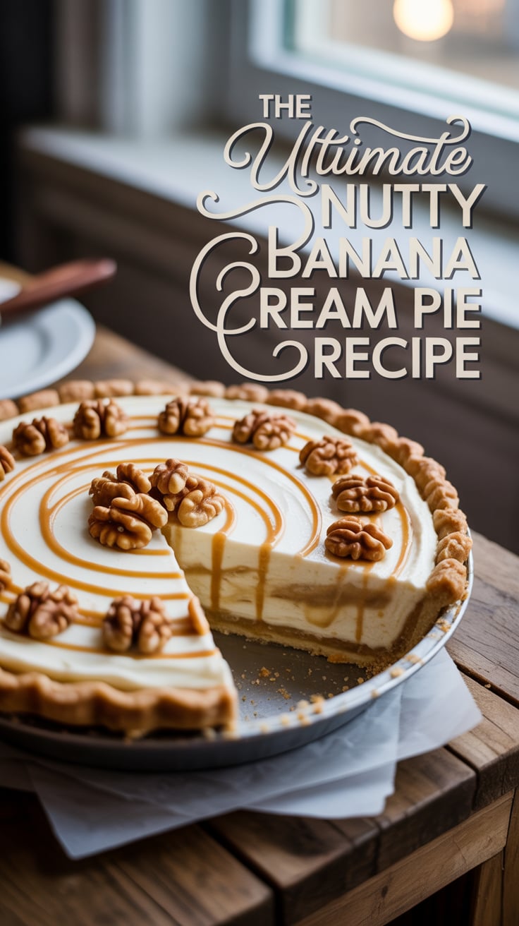 Indulge in a creamy delight that takes traditional banana cream pie to the next level with a crunchy nutty twist. This recipe combines smooth banana custard with a richly textured nut crust, creating a dessert that’s both comforting and sophisticated.
