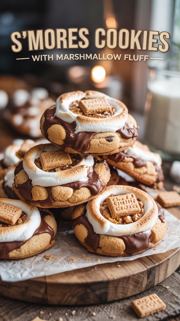 Indulge in the ultimate sweet treat that combines simplicity and flavor. These S'mores Cookies with Marshmallow Fluff not only look amazing but are also incredibly easy to prepare, making them a must-try for any dessert lover.