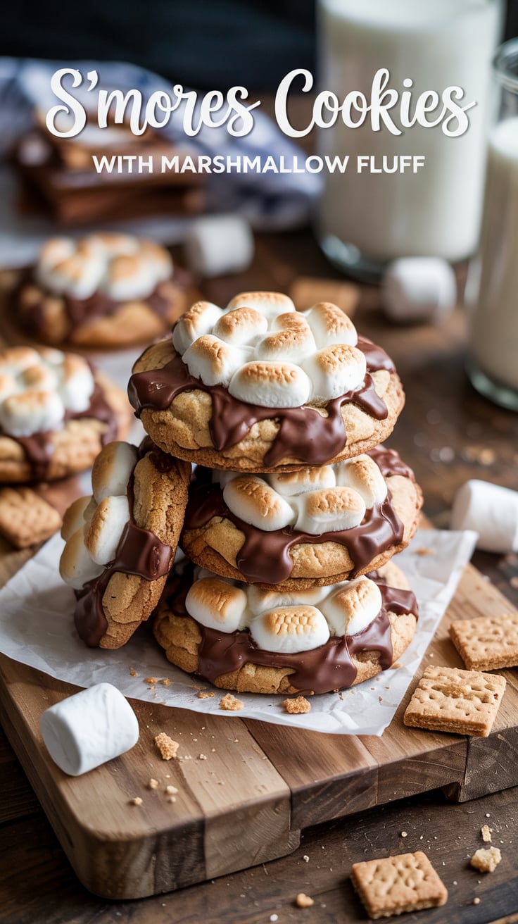 Imagine biting into a soft, chewy cookie that bursts with the classic flavors of s'mores. With a fluffy marshmallow center and a slightly crispy edge, this recipe transforms a nostalgic favorite into an irresistible dessert you’ll want to make again and again.