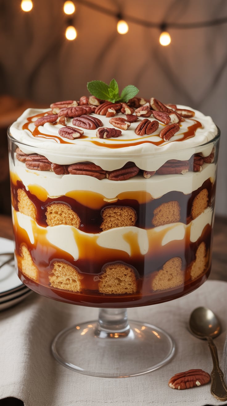 Indulge in the luxurious layers of this Salted Caramel Pecan Trifle, where rich caramel meets crunchy pecans for a dessert that truly satisfies your sweet tooth. Each spoonful promises a delightful combination of flavors and textures that make every bite an unforgettable experience.
