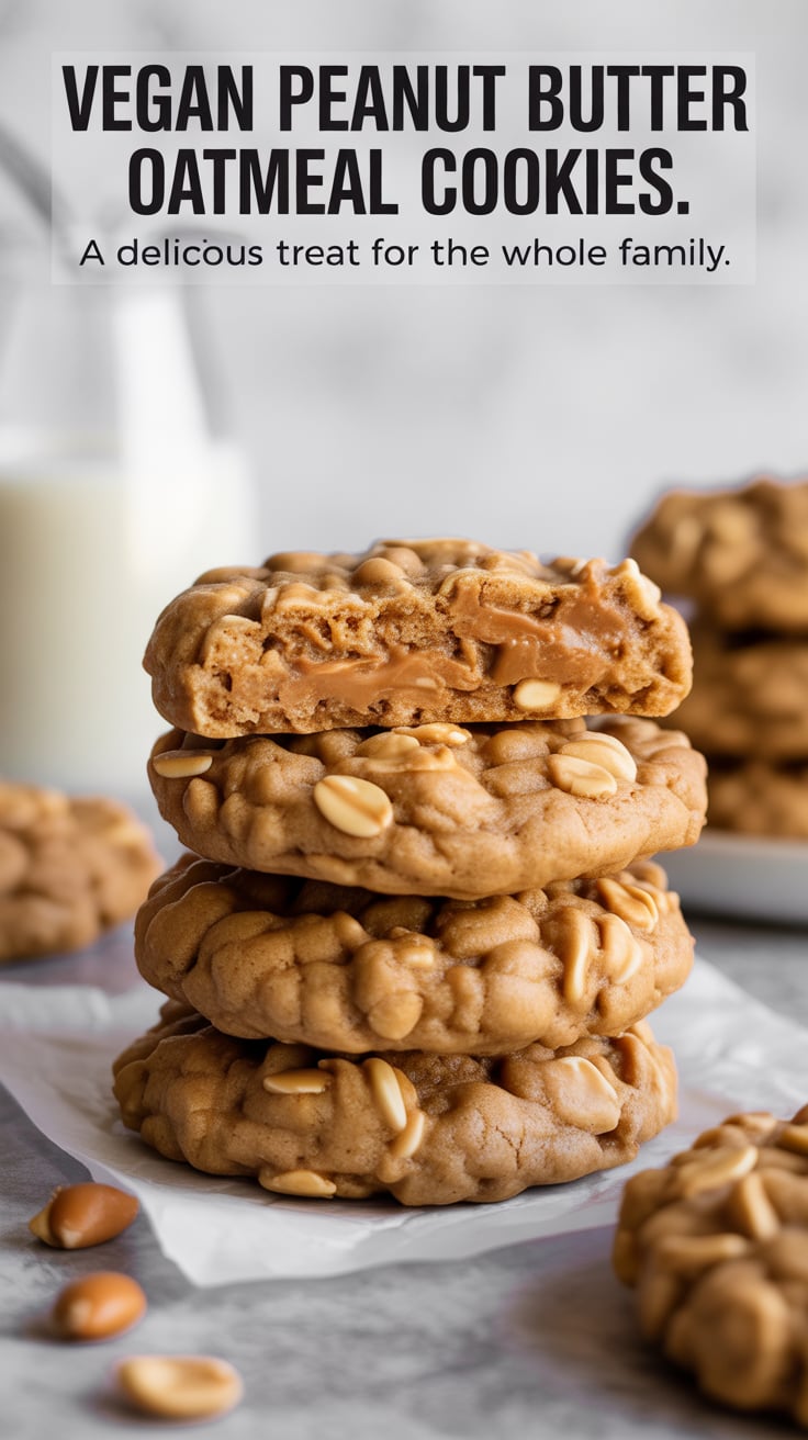 Experience the delightful chewiness of oats paired with creamy peanut butter, creating a satisfying texture that will have everyone reaching for seconds. These cookies are not just tasty; they're a great way to fuel your family with plant-based goodness.