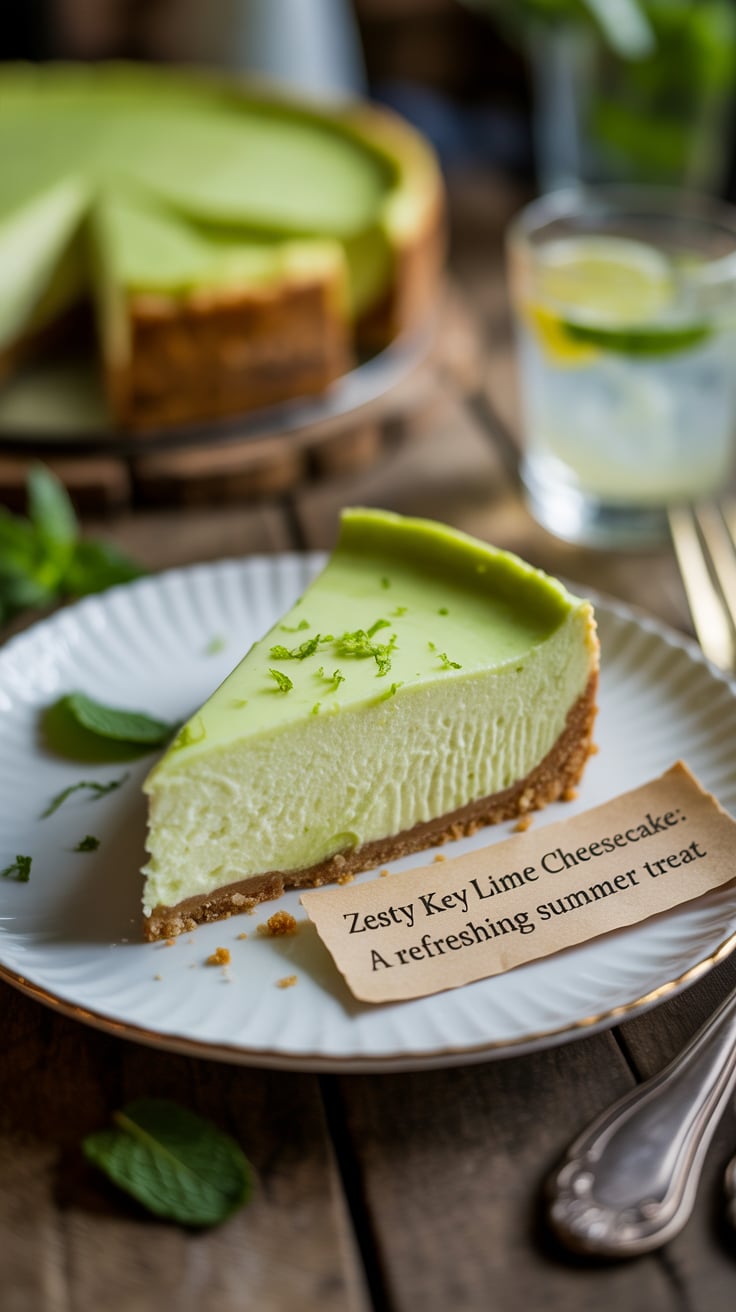 Imagine a buttery graham cracker crust supporting a smooth and zesty filling, topped with a cloud of whipped cream. You’ll discover how to achieve the perfect balance between tartness and sweetness, making this cheesecake a standout choice for summer gatherings.