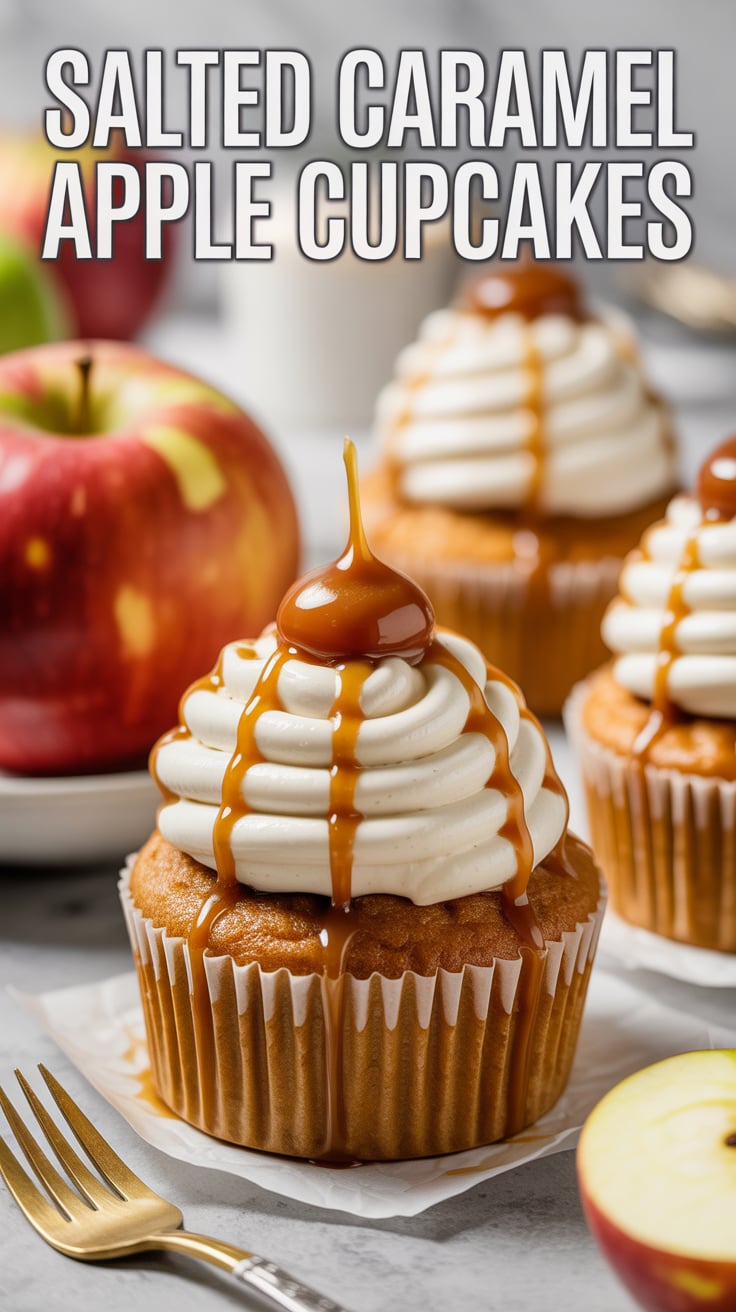 Imagine a moist, spiced apple cupcake that bursts with flavor and is crowned with a velvety salted caramel drizzle. This irresistible combination creates a perfect contrast, ensuring every bite is a heavenly experience that will have the whole family asking for more.