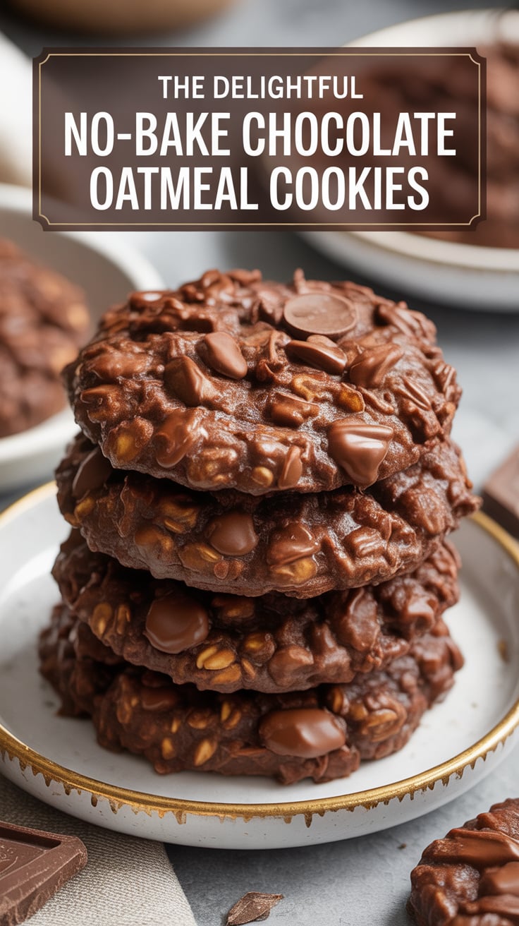 Indulge in the rich, chocolatey goodness of No-Bake Chocolate Oatmeal Cookies, a delightful treat that requires no oven and delivers instant satisfaction. These cookies combine hearty oats and creamy peanut butter with luscious chocolate, creating a dessert that's both wholesome and indulgent.