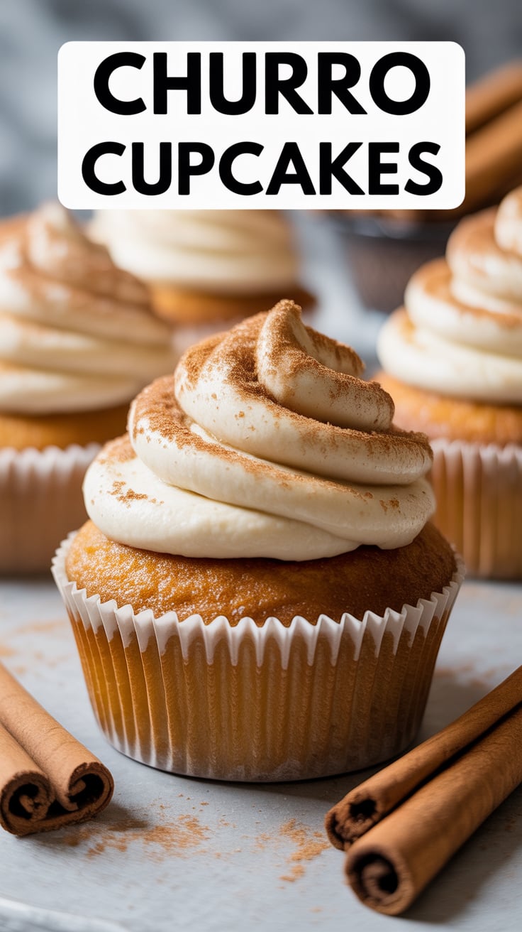 Imagine the luxury of a fluffy cupcake topped with a crisp layer of cinnamon sugar, creating the perfect contrast in textures. The moment you sink your teeth in, you'll experience the comforting sweetness reminiscent of churros enjoyed at festive markets.