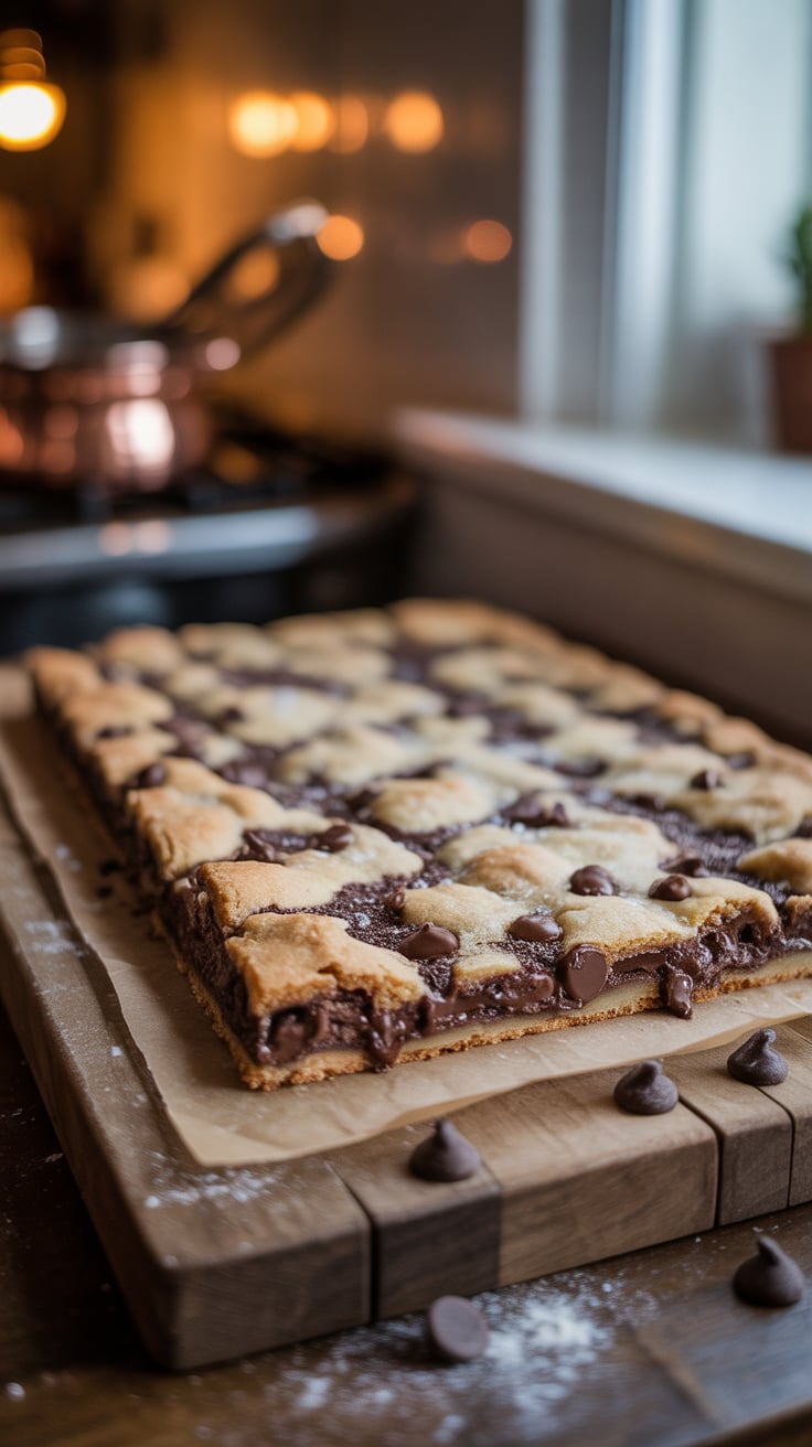 Reimagine a classic favorite with a chocolate chip cookie slab pie that offers gooey goodness in every slice. Perfect for gatherings, this large-format dessert combines the joy of cookies with the ease of pie, ensuring everyone gets a generous piece.