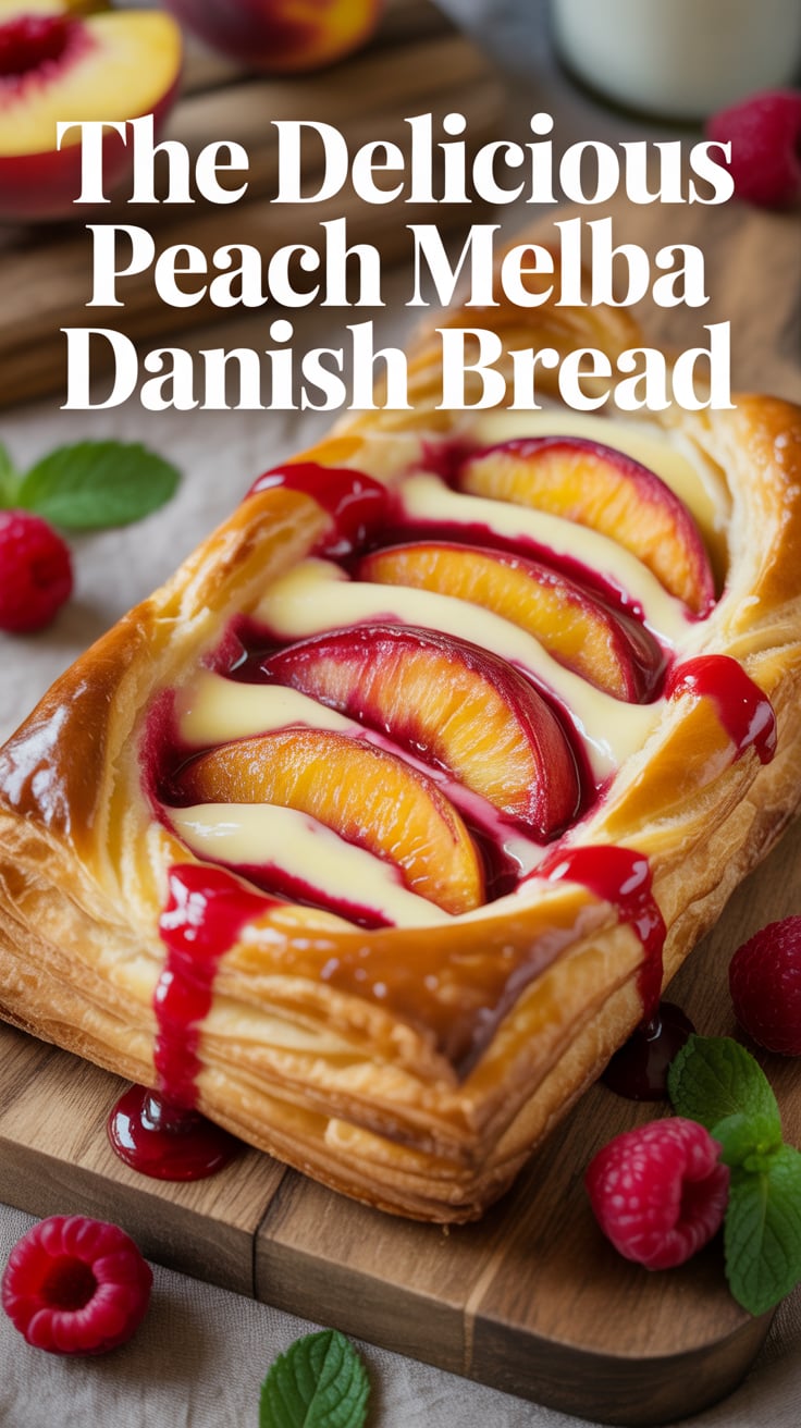 Perfect for celebrations or cozy mornings at home, this Danish bread is as beautiful as it is delicious. With its vibrant colors and irresistible flavors, Peach Melba Danish Bread will quickly become a cherished favorite in your recipe collection.