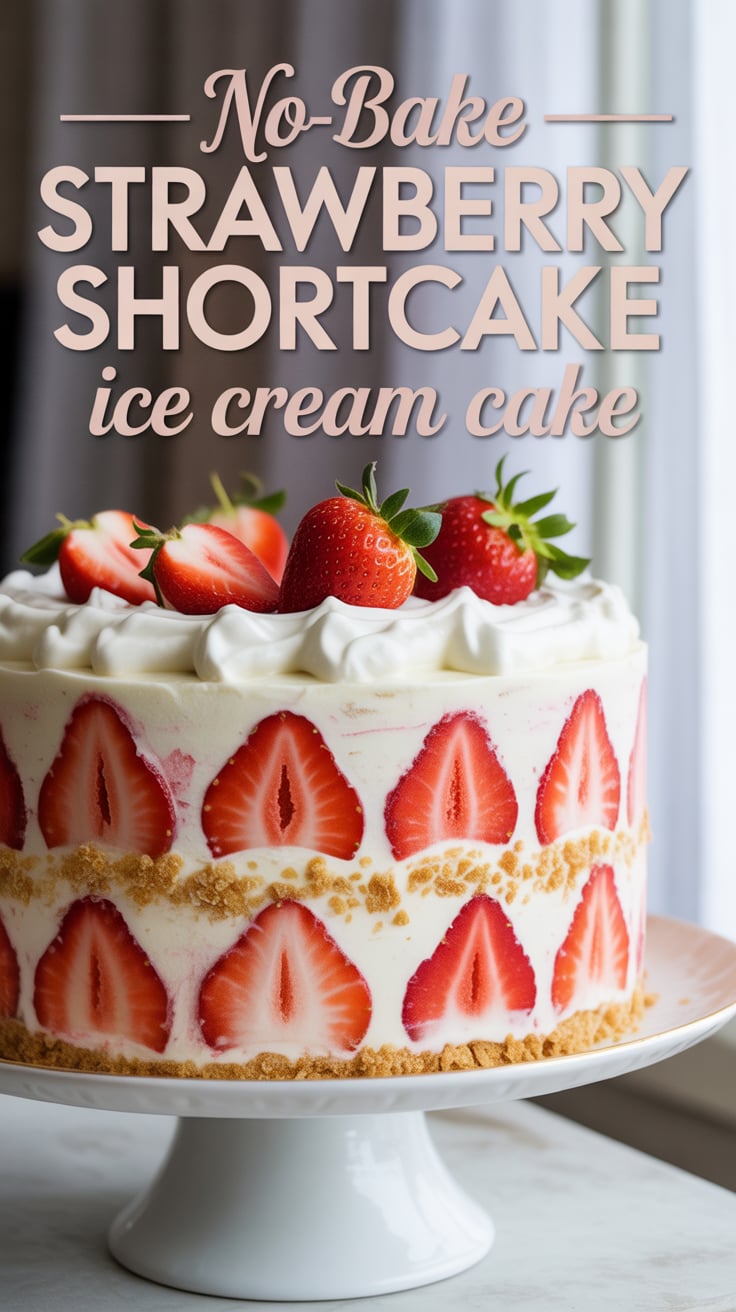 Discover how easy it is to assemble this show-stopping cake with simple ingredients that come together in mere minutes. Each slice reveals a luscious blend of strawberry sweetness and velvety ice cream, creating a refreshing treat that will have everyone coming back for seconds.