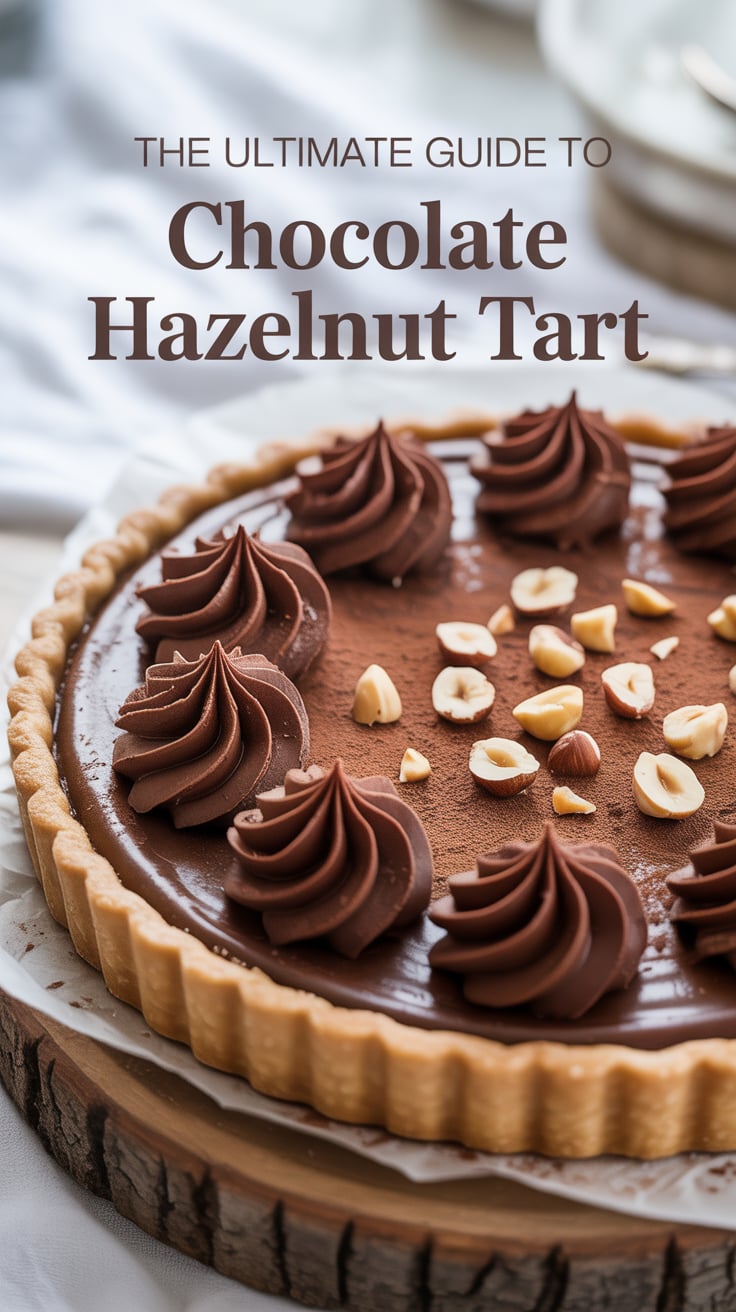 Imagine slicing into a beautifully crafted tart with a golden, nutty crust, revealing a luscious chocolate filling kissed with the essence of hazelnuts. Each bite offers a perfect harmony of textures and flavors, making it an ideal treat for special occasions or a cozy evening at home.