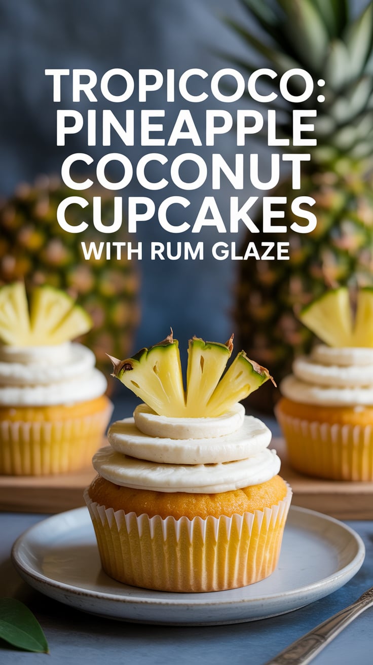 Imagine the delightful aroma of baking as you prepare these cupcakes, each topped with a luscious rum glaze that adds a hint of warmth and complexity. The perfect balance of sweetness and tropical flavors makes these treats irresistible, perfect for any celebration or a simple indulgence.