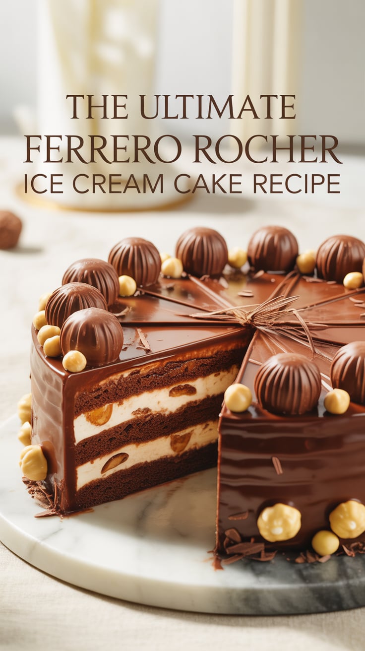 Indulge in the ultimate chocolate experience with the Ferrero Rocher Ice Cream Cake, a dessert that brings together luxurious chocolate ice cream, crispy hazelnut layers, and rich Ferrero Rocher candies. Each slice is a decadent delight that promises to please any chocolate lover's palate, making it the perfect centerpiece for your next celebration.