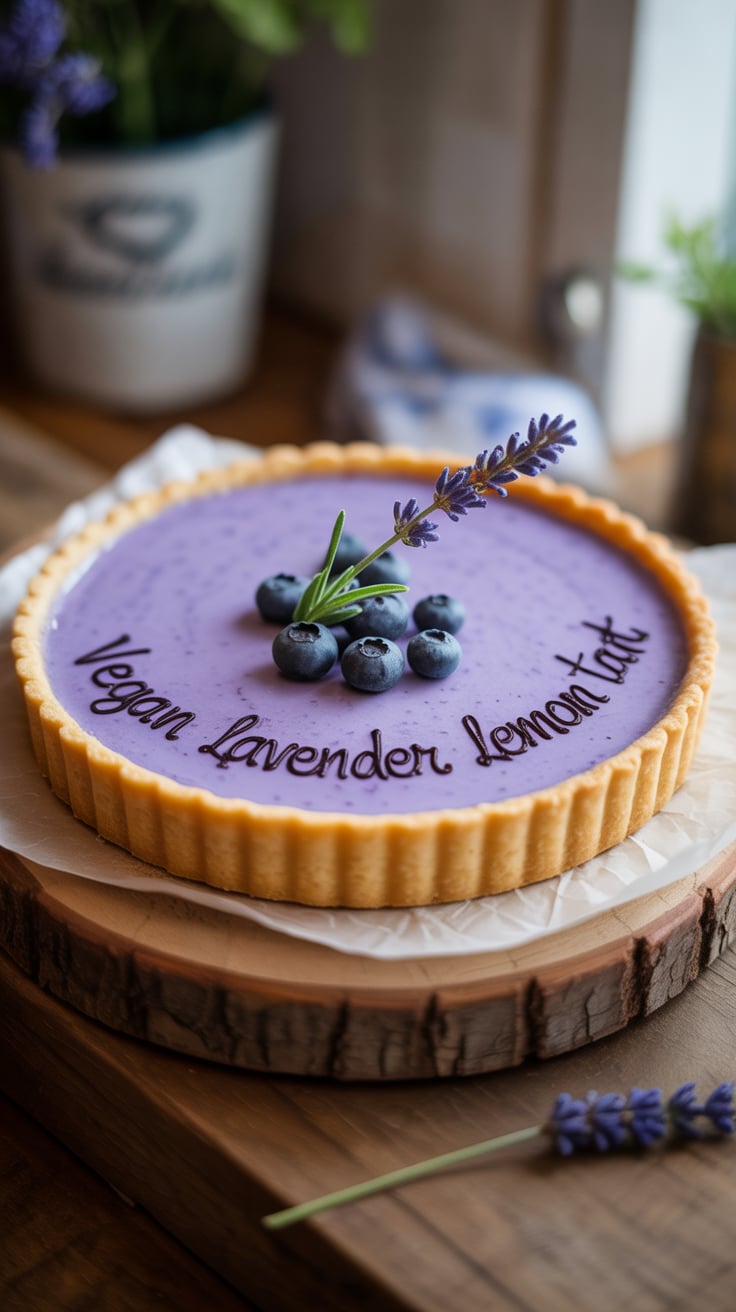 Perfect for spring gatherings or special occasions, this tart not only looks stunning but also captivates the palate. Each bite presents a beautiful balance of sweet and tart, elevated by the subtle aroma of lavender that adds an irresistible charm.