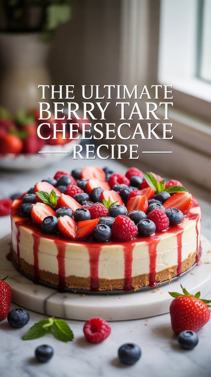 Unveil the secrets to crafting the perfect cheesecake base, with a buttery crust that provides a delightful crunch. Layered with luscious cream and topped with an array of fresh berries, this tart will become the highlight of any gathering or special occasion.