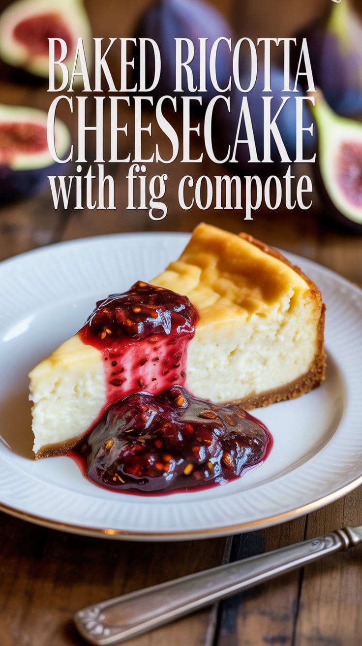 Delight in the creamy richness of Baked Ricotta Cheesecake, perfectly paired with a luscious fig compote that adds a touch of elegance to this delightful dessert. The smooth texture and subtle sweetness make it a must-try for cheesecake enthusiasts and newcomers alike.