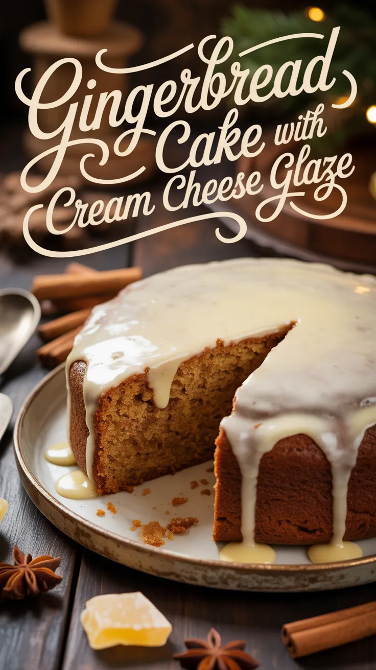 Step into the warmth of the holiday season with a gingerbread cake that envelops you in cozy spices and rich molasses. Topped with a velvety cream cheese glaze, this dessert is the perfect balance of sweetness and warmth, making it a must-try for festive gatherings.