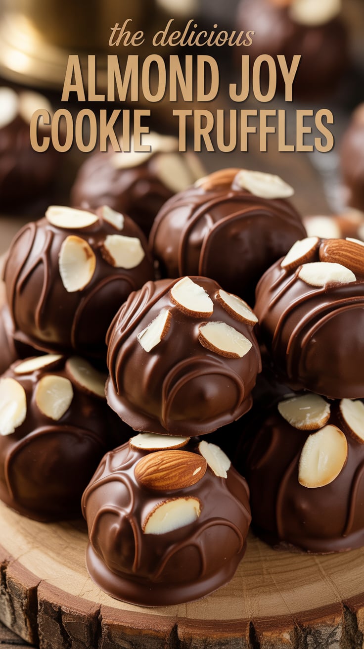 Satisfy your sweet tooth with the delicious almond joy cookie truffles, a perfect blend of rich chocolate, creamy coconut, and crunchy almonds. Every bite transports you to a tropical paradise, making these truffles an irresistible treat for chocolate lovers.
