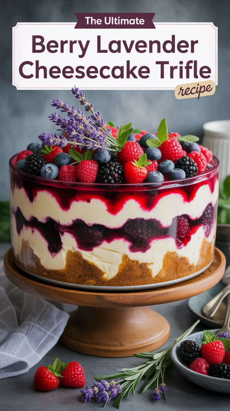Experience the perfect marriage of flavors with the Ultimate Berry Lavender Cheesecake Trifle. This dessert brings together luscious berries, rich cheesecake, and a delicate hint of lavender, creating a treat that’s both visually stunning and irresistibly delicious.
