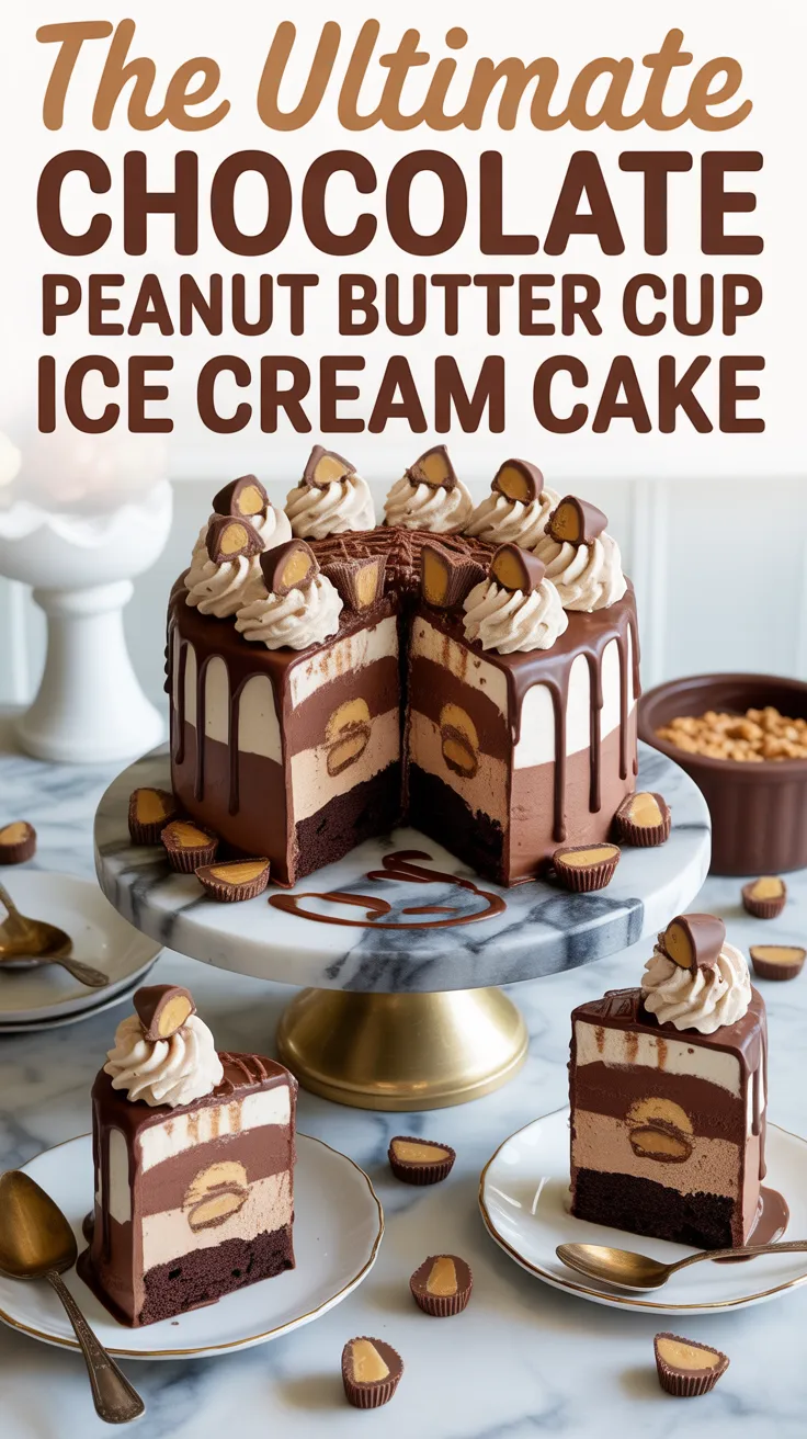 Picture this: a luscious chocolate cake base topped with a generous layer of peanut butter ice cream, finished off with a smooth chocolate ganache and chunks of your favorite peanut butter cups. This indulgent creation doesn’t just look impressive; it delivers an explosion of flavors and textures that will leave your guests raving.