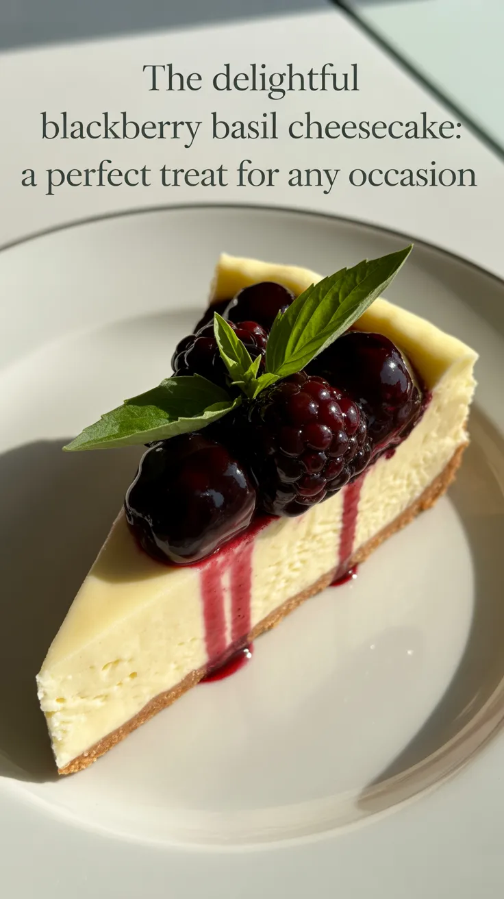 Experience a delightful twist on a classic dessert with the Blackberry Basil Cheesecake, where the sweetness of ripe blackberries meets the fresh, aromatic notes of basil. This unique combination creates a cheesecake that is both refreshing and indulgent, making it a standout treat for any gathering.