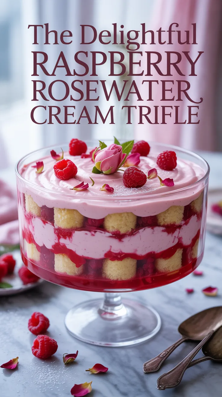 Discover the enchanting flavors of the Delightful Raspberry Rosewater Cream Trifle, where the sweet tartness of fresh raspberries dances with the subtle floral notes of rosewater. This stunning dessert promises to captivate both the eyes and the palate, perfect for special occasions or a charming afternoon treat.