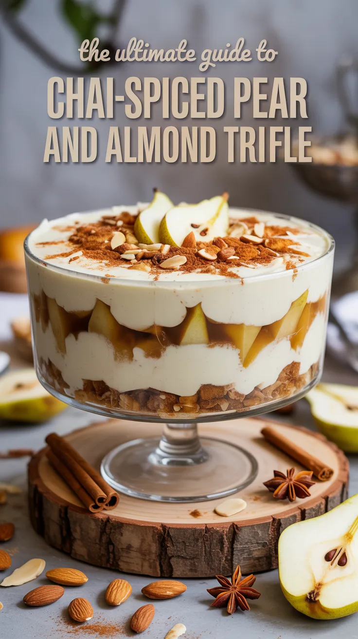 Imagine layers of almond cake soaked in chai-infused syrup, perfectly paired with luscious spiced pears and creamy layers. Each spoonful transports you to cozy afternoons, making this trifle a must-try for anyone who loves unique desserts.