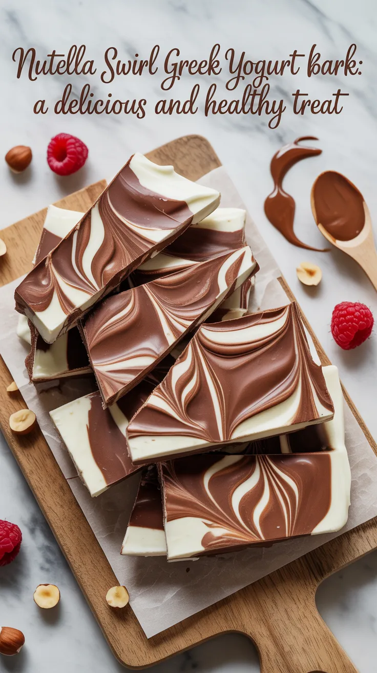 Satisfy your sweet tooth with a delightful twist on healthy snacking. This Nutella Swirl Greek Yogurt Bark combines creamy yogurt with rich, luscious Nutella, creating a treat that's both indulgent and nutritious.