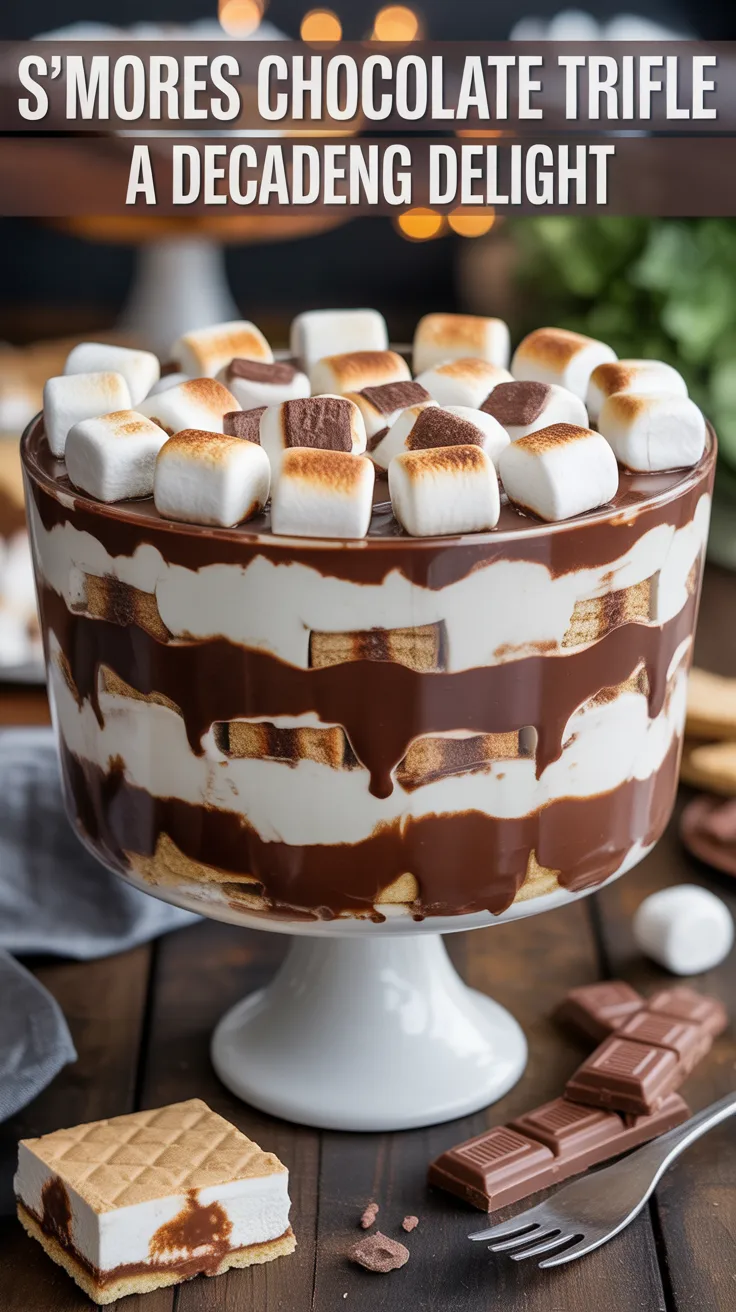 Dive into a world of indulgence with the S'mores Chocolate Trifle, where layers of rich chocolate, fluffy marshmallows, and crunchy graham crackers come together in a heavenly dessert experience. Perfect for any occasion, this trifle promises to satisfy every sweet tooth.