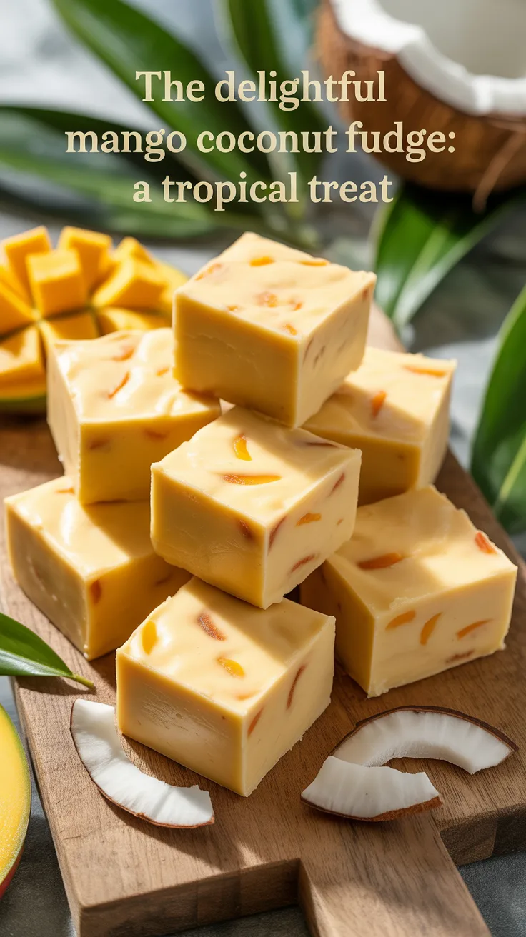 Transport yourself to a tropical paradise with delightful mango coconut fudge, where the sweet, fruity flavor of ripe mango combines beautifully with creamy coconut. This vibrant treat is perfect for anyone longing for a taste of sunshine in every bite.