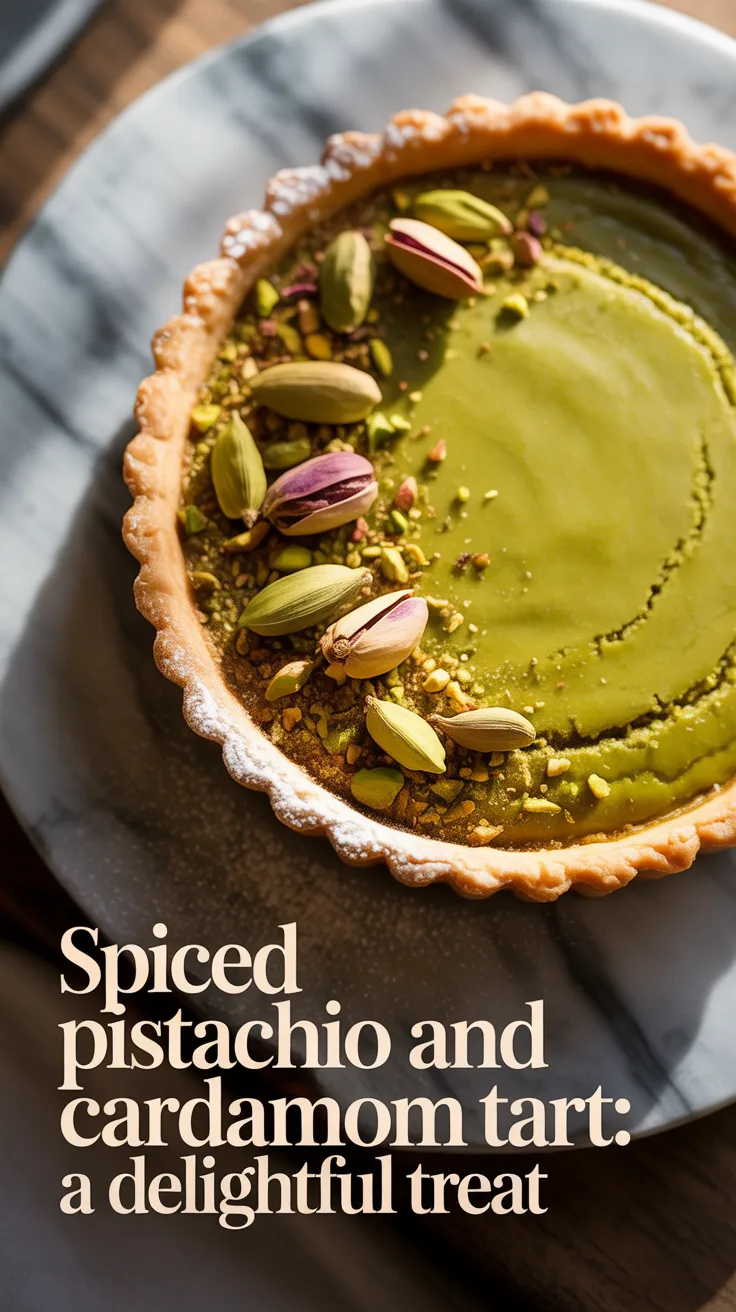 Imagine slicing into a delicate crust that cradles a creamy filling enriched with warming spices and the crunchy texture of pistachios. Each bite delivers a delightful contrast of flavors and textures, making this tart a truly enchanting experience.