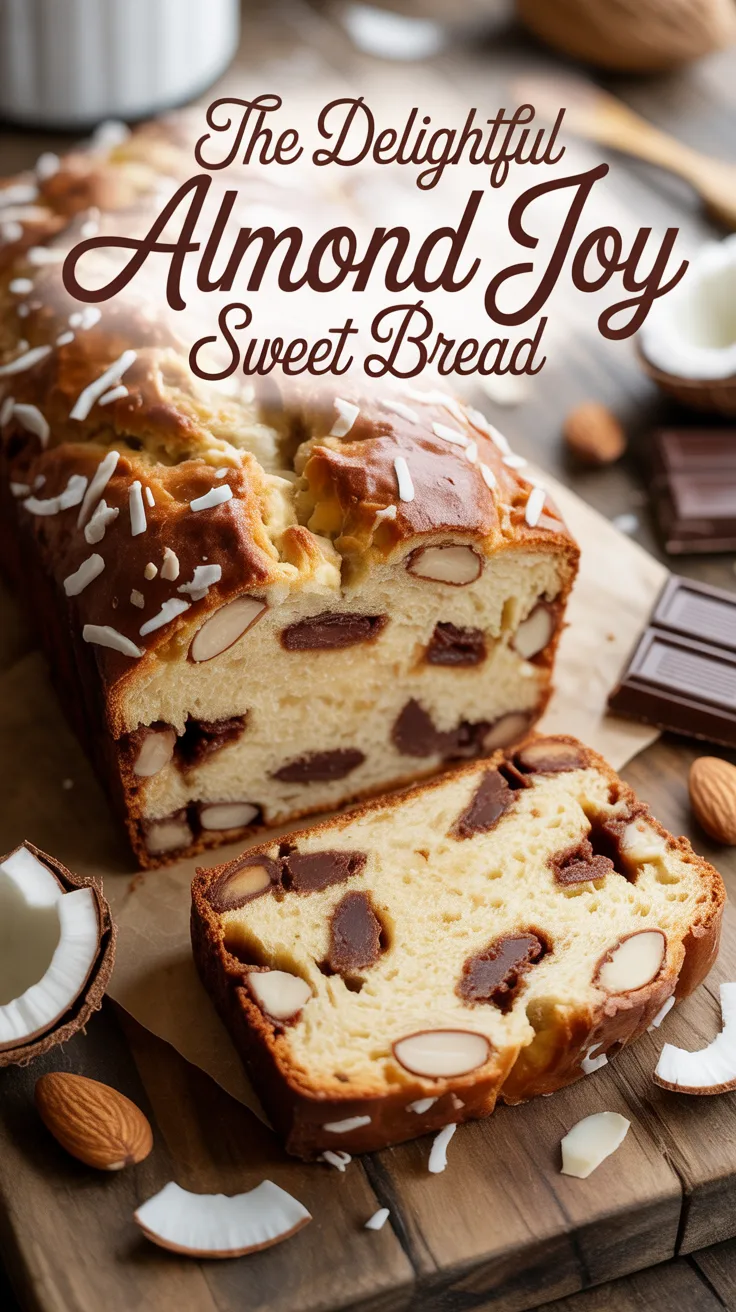 Uncover the secrets to achieving the perfect balance of sweetness and crunch in every slice. With step-by-step instructions, this Almond Joy Sweet Bread is approachable for bakers of all levels, ensuring delicious results every time.