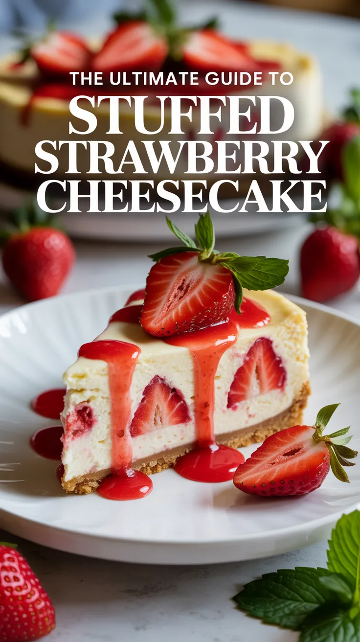 Delight in a stunning combination of flavors with stuffed strawberry cheesecake, where rich and creamy meets the vibrant sweetness of fresh strawberries. Each slice is a celebration of summer that will leave your taste buds dancing.