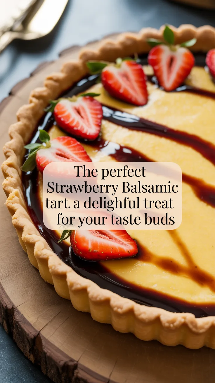 The tart features a buttery, crumbly crust that cradles a smooth cream filling, harmoniously complemented by the vibrant, fresh strawberries. Drizzled with a luscious balsamic glaze, it not only tantalizes the taste buds but also adds a stunning visual appeal that will impress your guests.