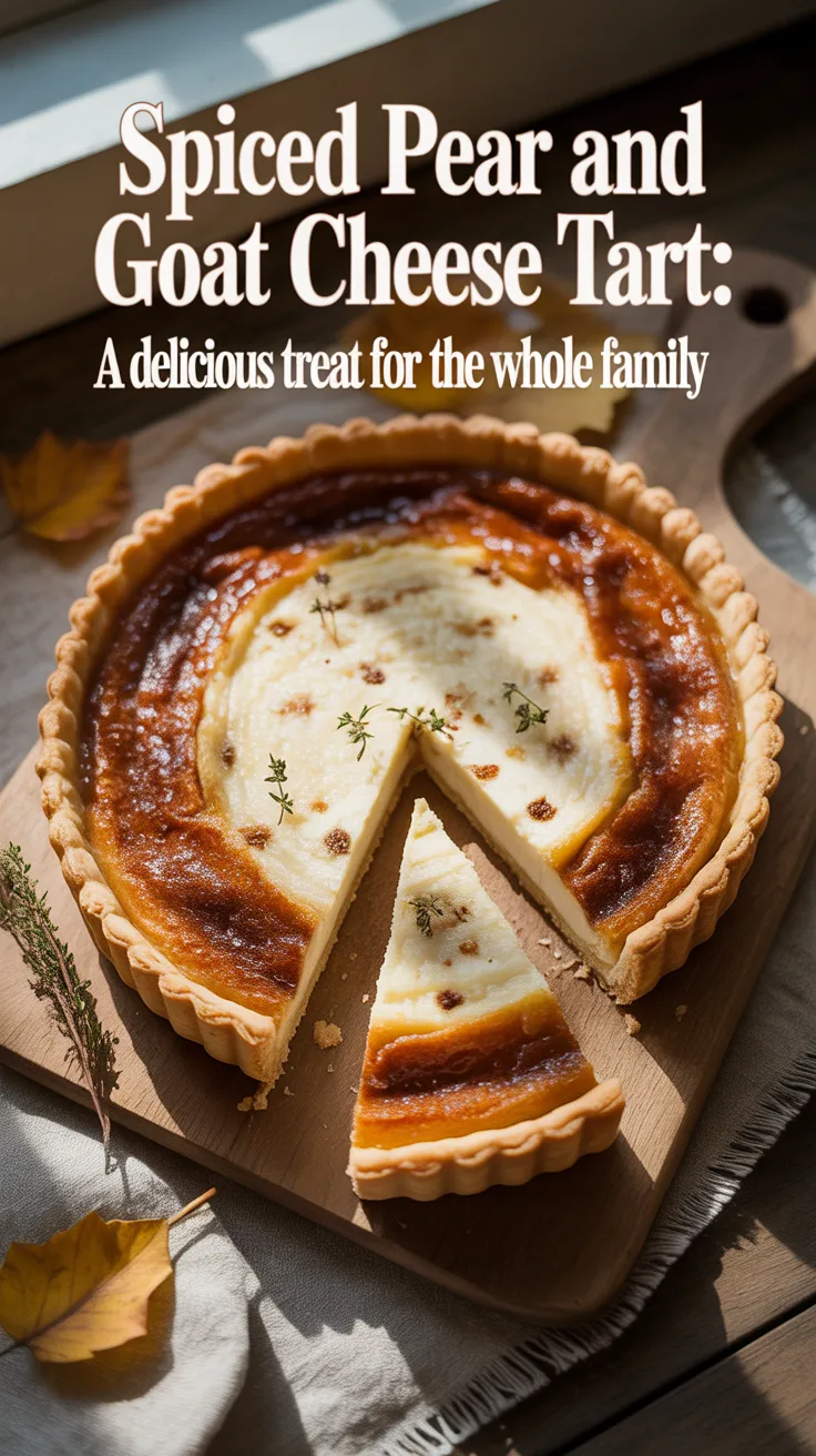 Immerse yourself in the delightful contrast of flavors with the Spiced Pear and Goat Cheese Tart, where sweet meets savory in the most delicious way. This recipe combines tender, spiced pears with creamy, tangy goat cheese, creating a dessert that's as unique as it is satisfying for the whole family.