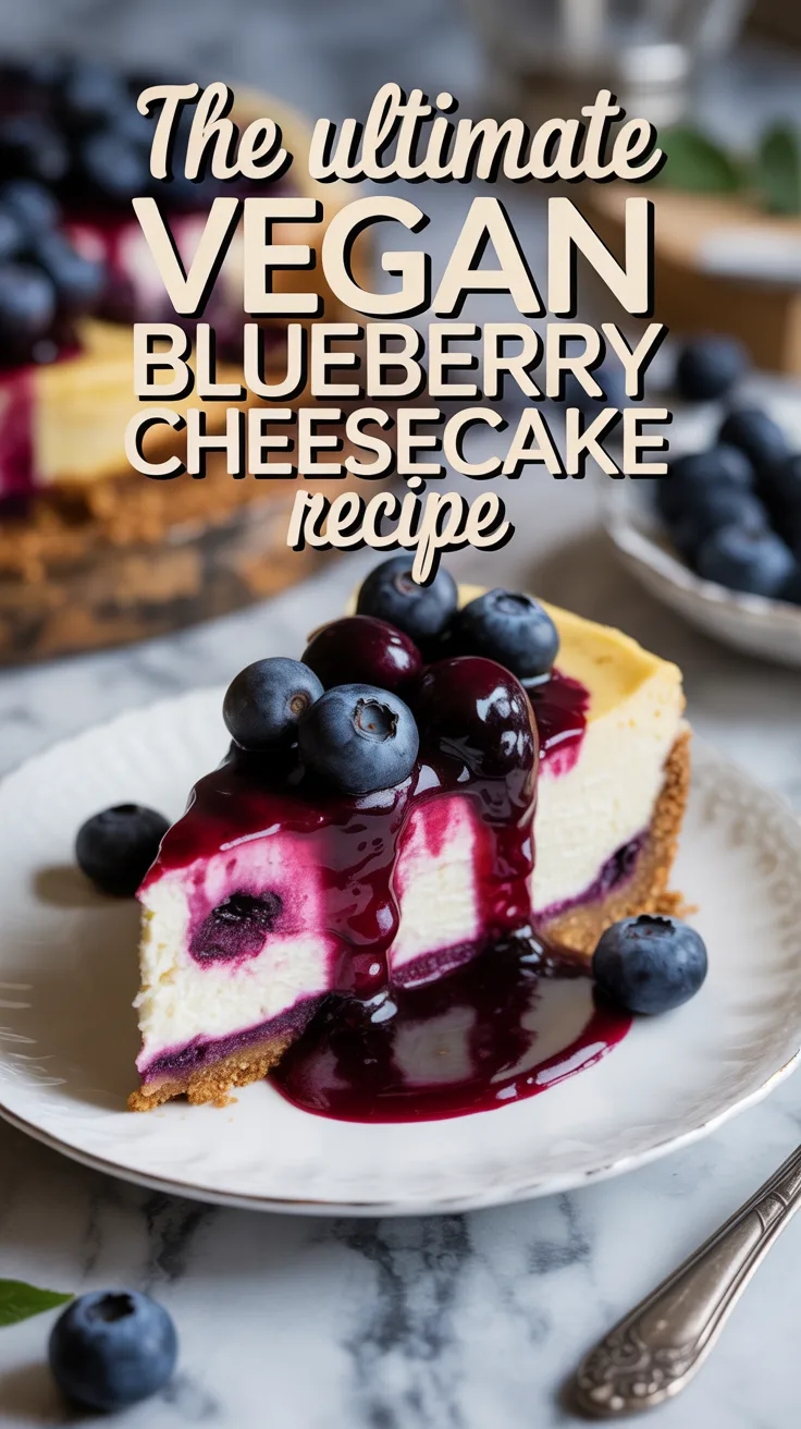 Experience the vibrant sweetness of blueberries harmonizing with a luscious, dairy-free filling. This no-bake cheesecake is as simple to make as it is stunning, making it the perfect centerpiece for your next gathering.