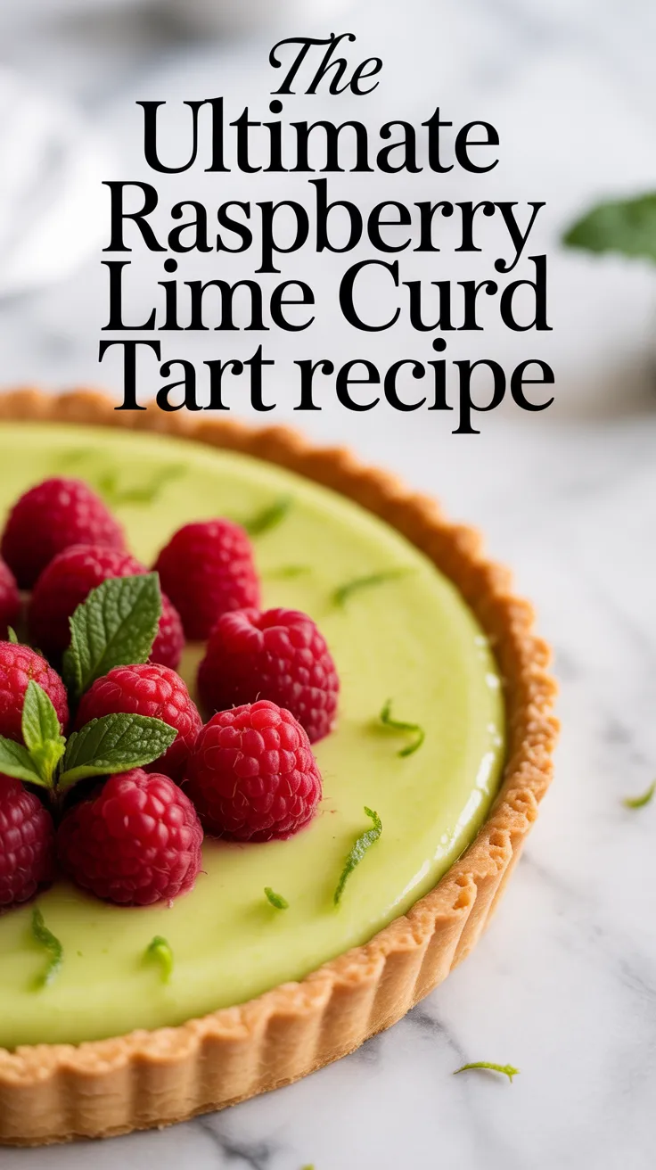 Imagine a buttery, flaky crust supporting a smooth, luscious lime curd infused with ripe raspberries, making each slice a delightful visual and culinary masterpiece. This tart is not only a treat for the senses but also an impressive centerpiece for your dining table.