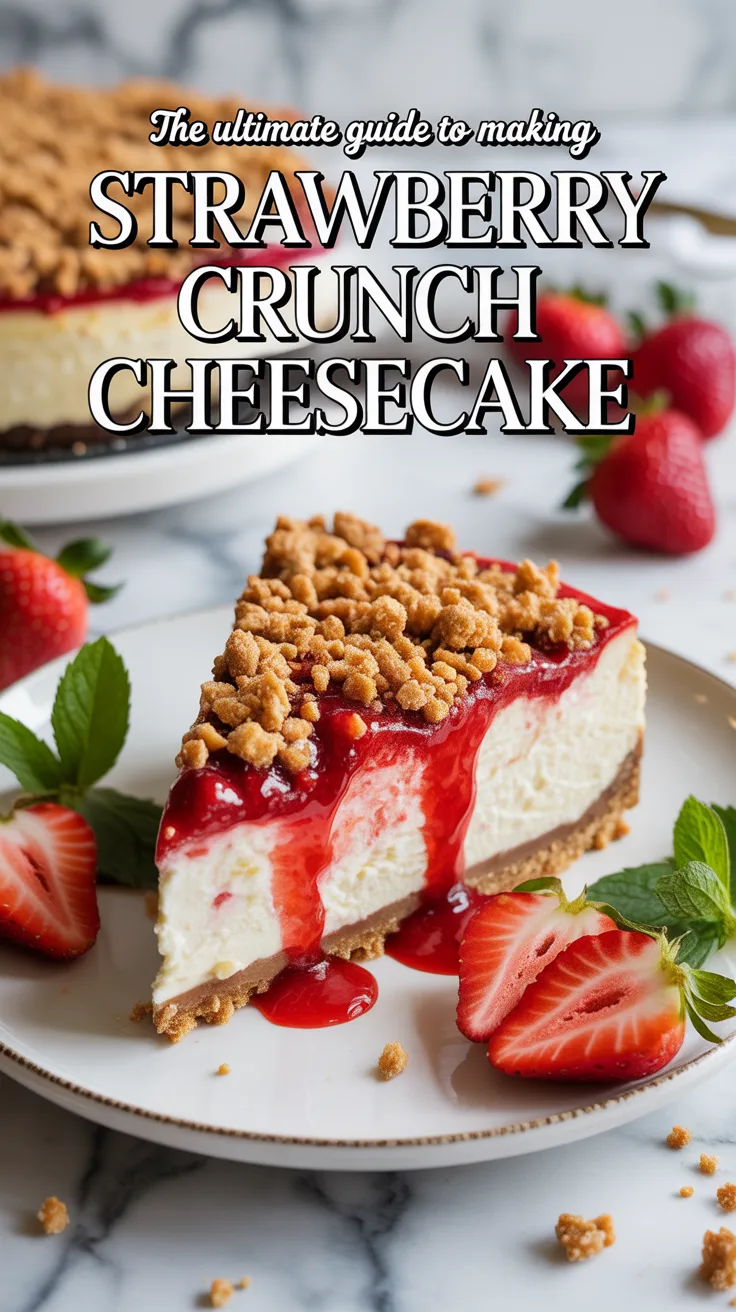 Uncover tips and tricks that make crafting this iconic dessert a breeze. With a simple step-by-step approach, you’ll be well on your way to mastering the art of strawberry crunch cheesecake, perfect for any occasion or celebration.