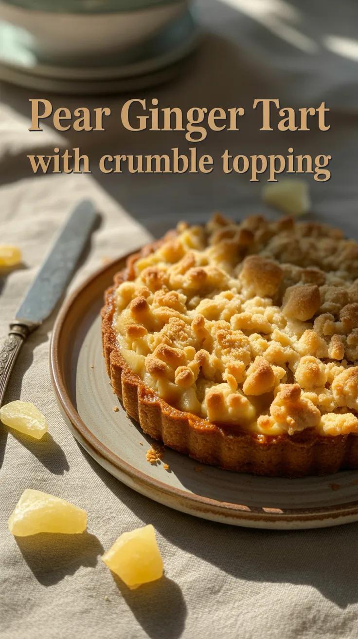 Embark on a delightful culinary journey with our Pear Ginger Tart featuring a scrumptious crumble topping. The sweet, spiced aroma fills your kitchen as ripe pears combine with ginger for a warm, comforting treat that’s perfect for any occasion.