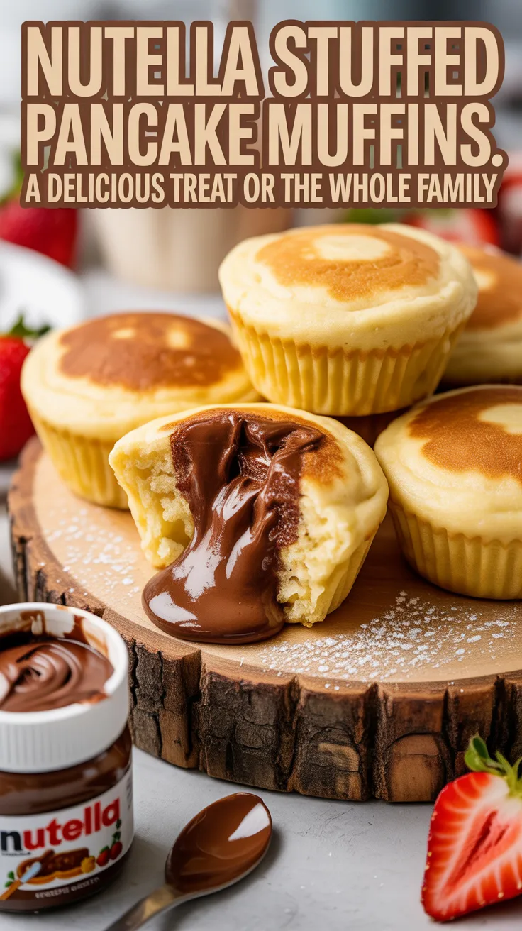 Indulge in the ultimate breakfast treat with Nutella Stuffed Pancake Muffins, where fluffy pancakes meet rich, melted Nutella at the center. This delightful combination transforms a classic favorite into a fun and convenient handheld treat that the entire family will love.
