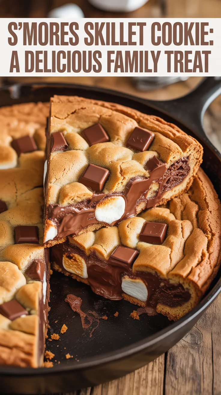 Elevate your dessert game with a S'mores Skillet Cookie that combines gooey marshmallows, rich chocolate, and crispy graham crackers into one irresistible dish. This fun twist on a classic favorite captures all the flavors of campfire s'mores but in a warm, shareable cookie format.