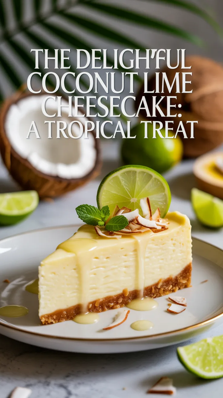 Experience a flavor journey that combines the exotic notes of coconut with the bright acidity of lime in a cheesecake that's as stunning to look at as it is to taste. This recipe will guide you through creating a tropical masterpiece that brings a taste of the beach to your dessert table.