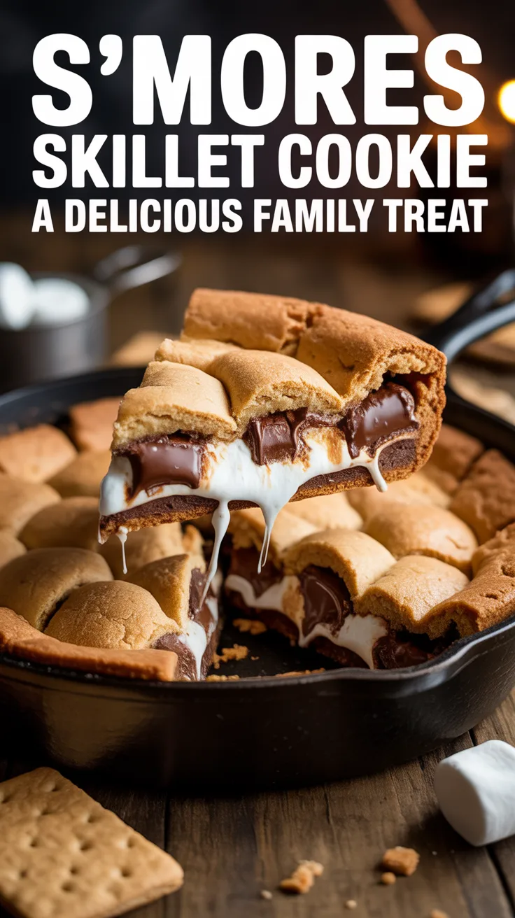 Whether you’re reminiscing about campfire nights or creating new memories, this S'mores Skillet Cookie is sure to bring smiles to faces young and old. With its simple preparation and comforting flavors, it’s the ideal sweet treat for any occasion.