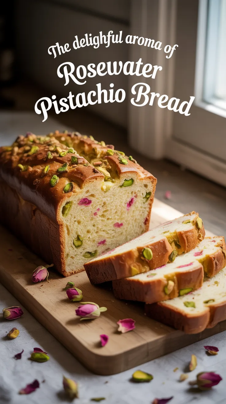 Experience the warm, inviting scent of rosewater and nuts filling your kitchen as this beautifully crafted loaf bakes. With its rich history and unparalleled flavor, Rosewater Pistachio Bread is destined to become a cherished favorite in your culinary repertoire.