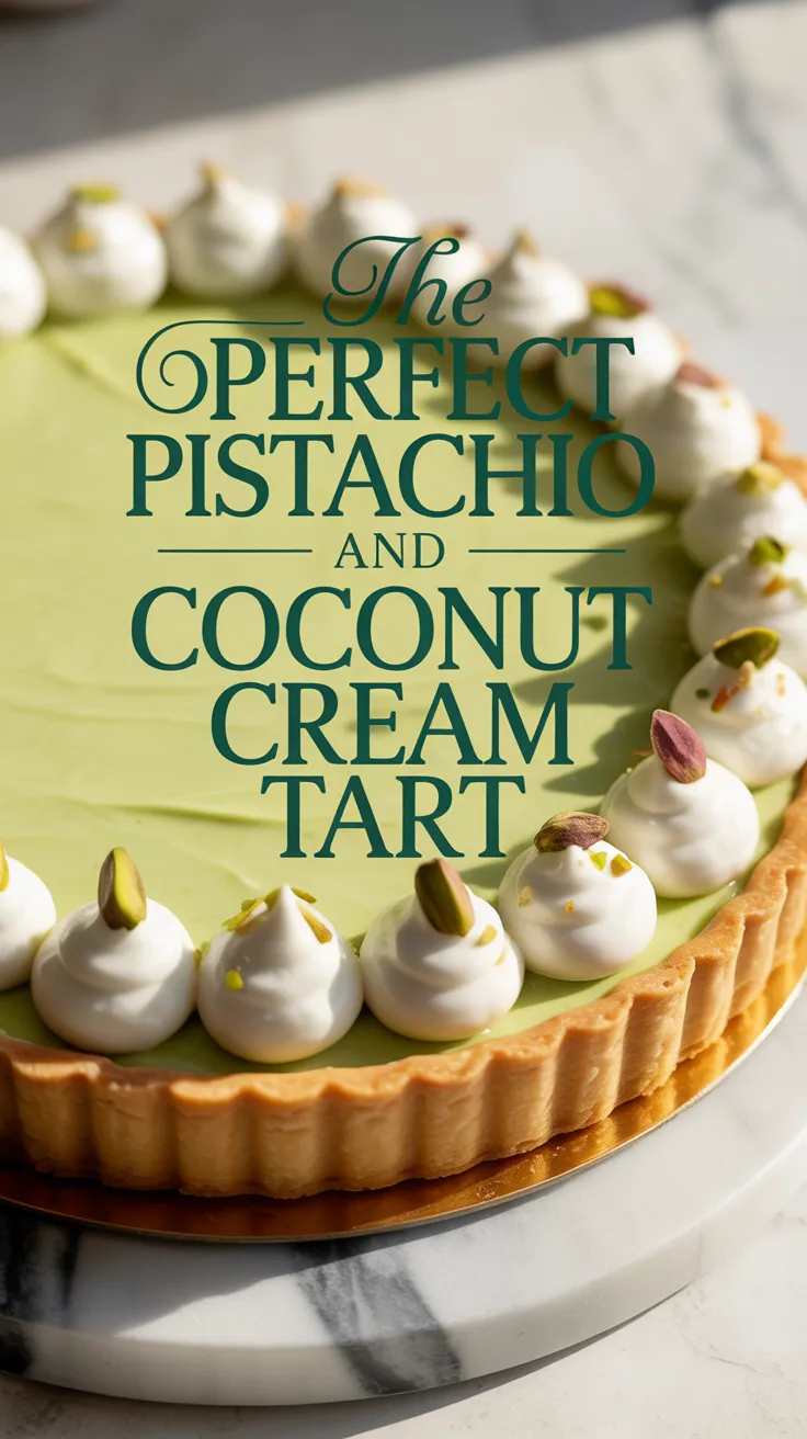 Transport yourself to a tropical paradise with The Perfect Pistachio and Coconut Cream Tart. This exquisite dessert features a buttery crust filled with rich coconut cream, topped with a generous sprinkle of crunchy pistachios, creating a stunning visual and flavor experience that will captivate your taste buds.