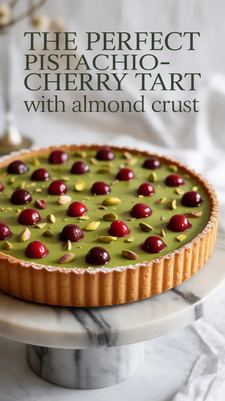 Experience the delightful harmony of flavors in The Perfect Pistachio-Cherry Tart with Almond Crust. This elegant dessert features a rich almond crust that cradles a creamy pistachio filling, perfectly complemented by the vibrant tartness of fresh cherries. It’s a feast for the senses that will transport you to a cozy kitchen filled with warmth and aromas.