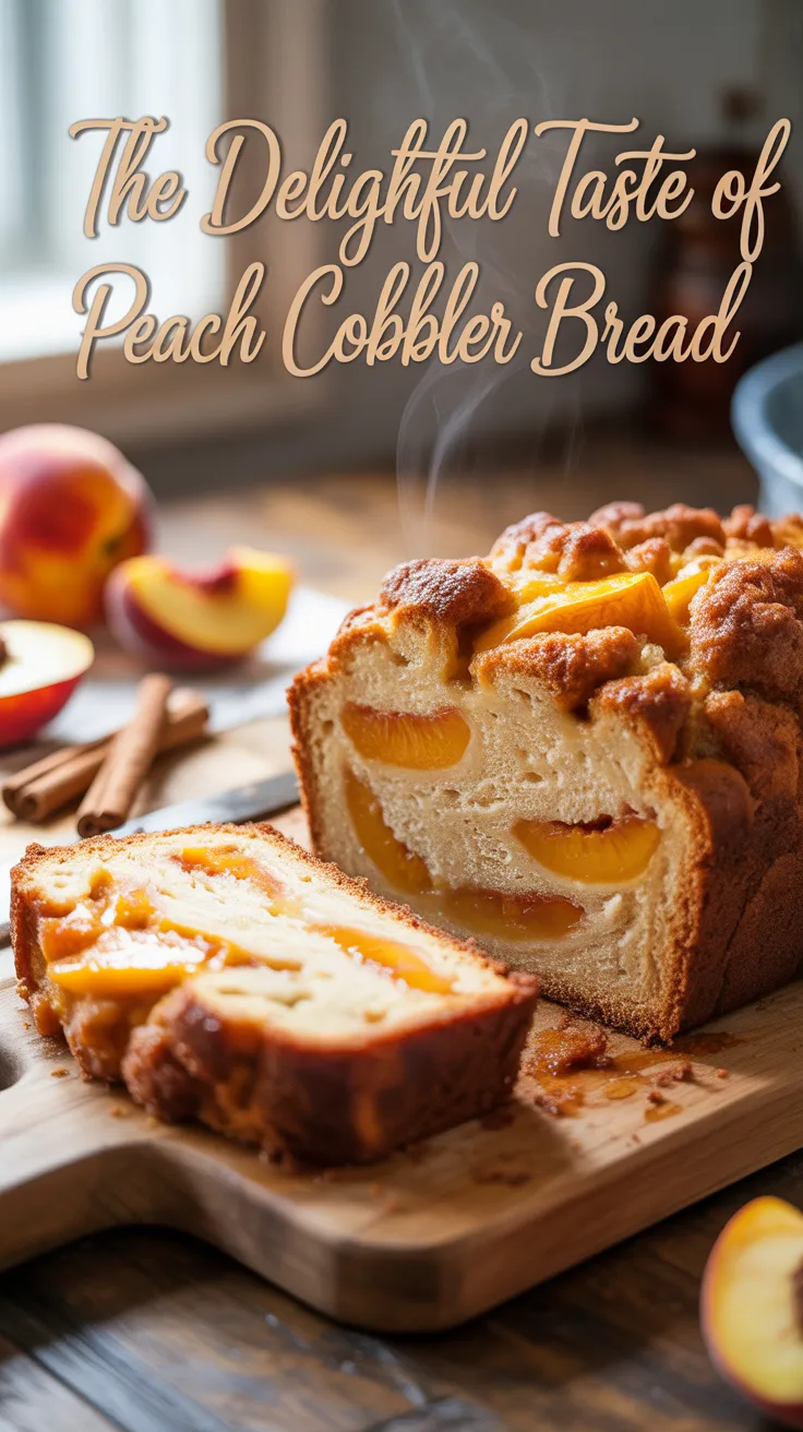 Experience the comforting warmth of summer with Peach Cobbler Bread, a delightful fusion that brings together the classic flavors of peach cobbler and soft, moist bread. Every slice bursts with juicy peaches and is finished with a crunchy streusel topping, making it a perfect treat for any occasion.